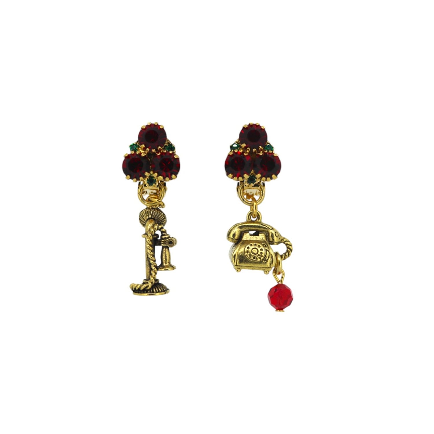 Yuletide Red Phone Charm Earrings - Pierced