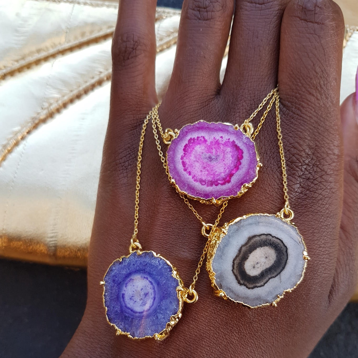 Magenta 'Solar Power' Gold Vermeil Necklace