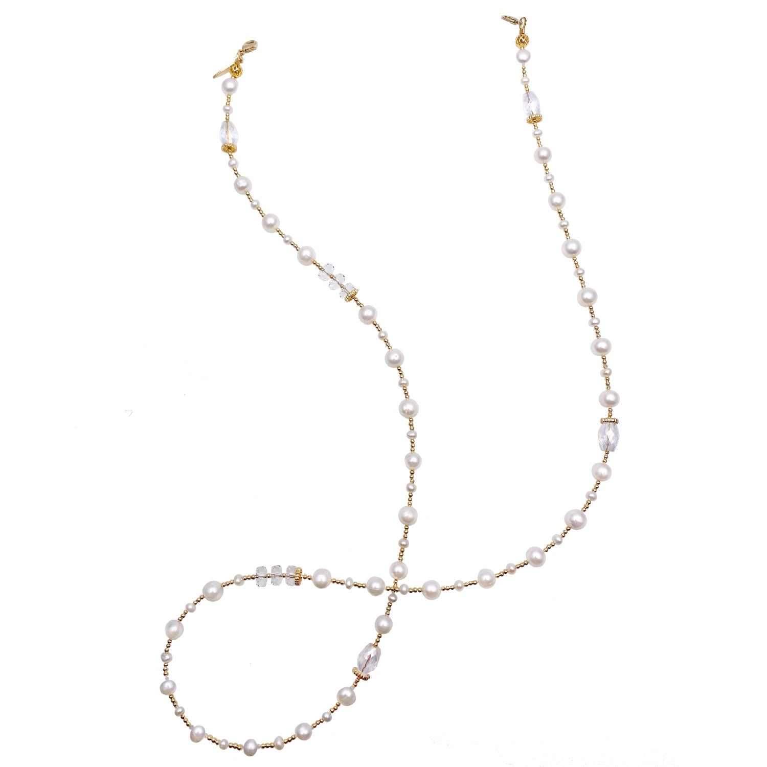 Removable Freshwater Pearls & Crystals Glasses Chain