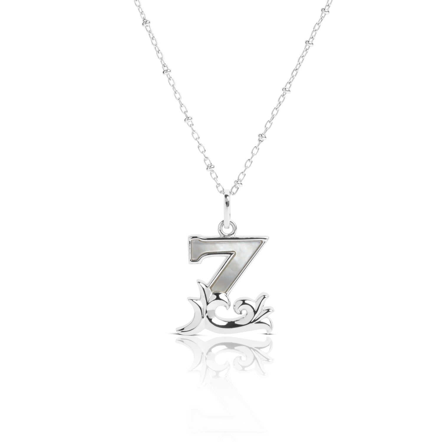 Solid Silver Z Initial Necklace With Mother Of Pearl