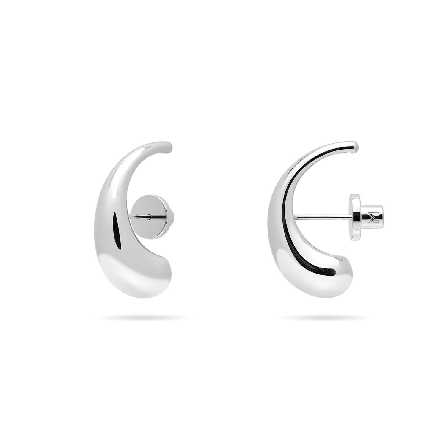 Abstract Curved Waterdrop Drop Earrings - Silver