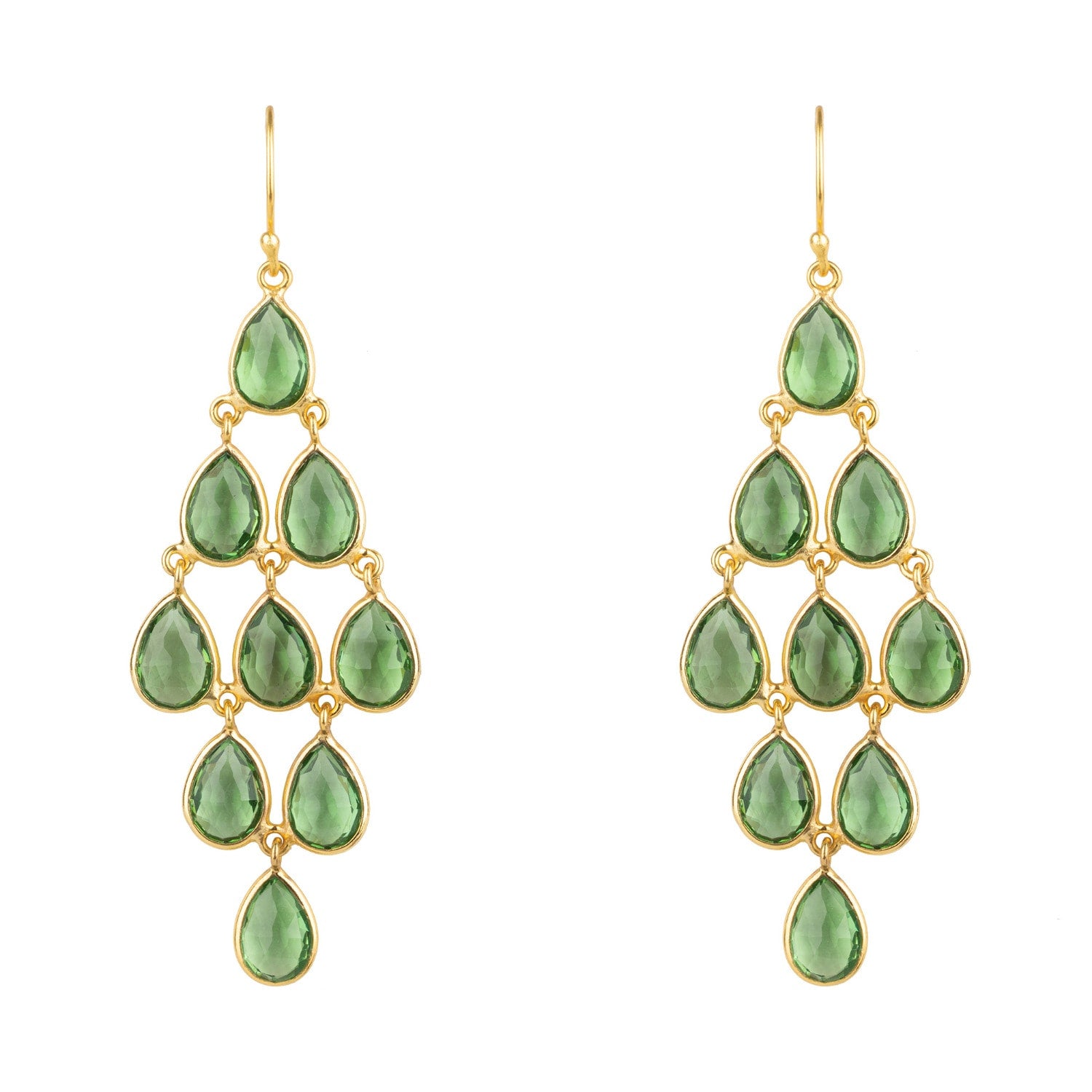Erviola Gemstone Cascade Earrings Gold Peridot