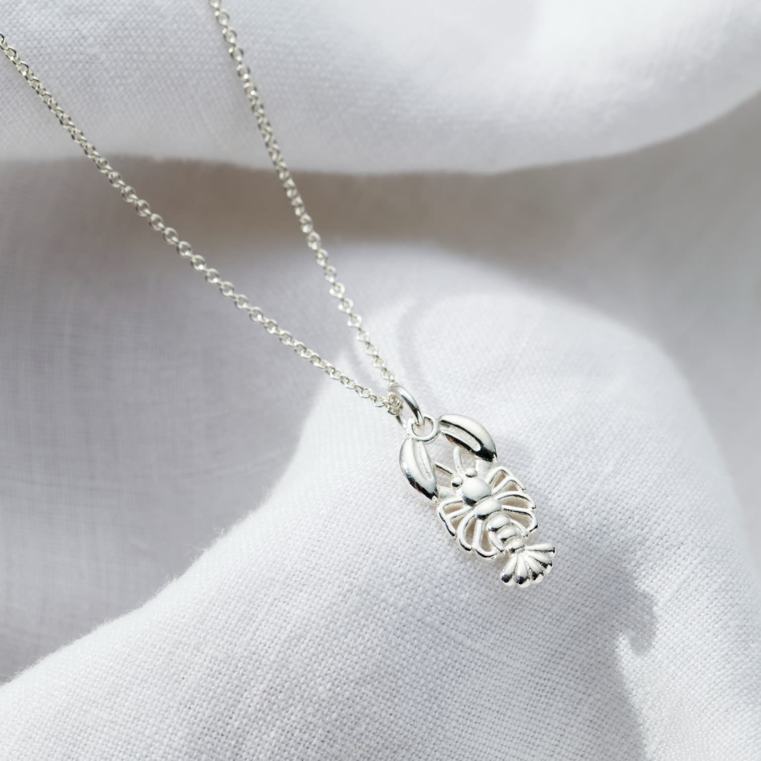 Sterling Silver Lobster Charm Necklace