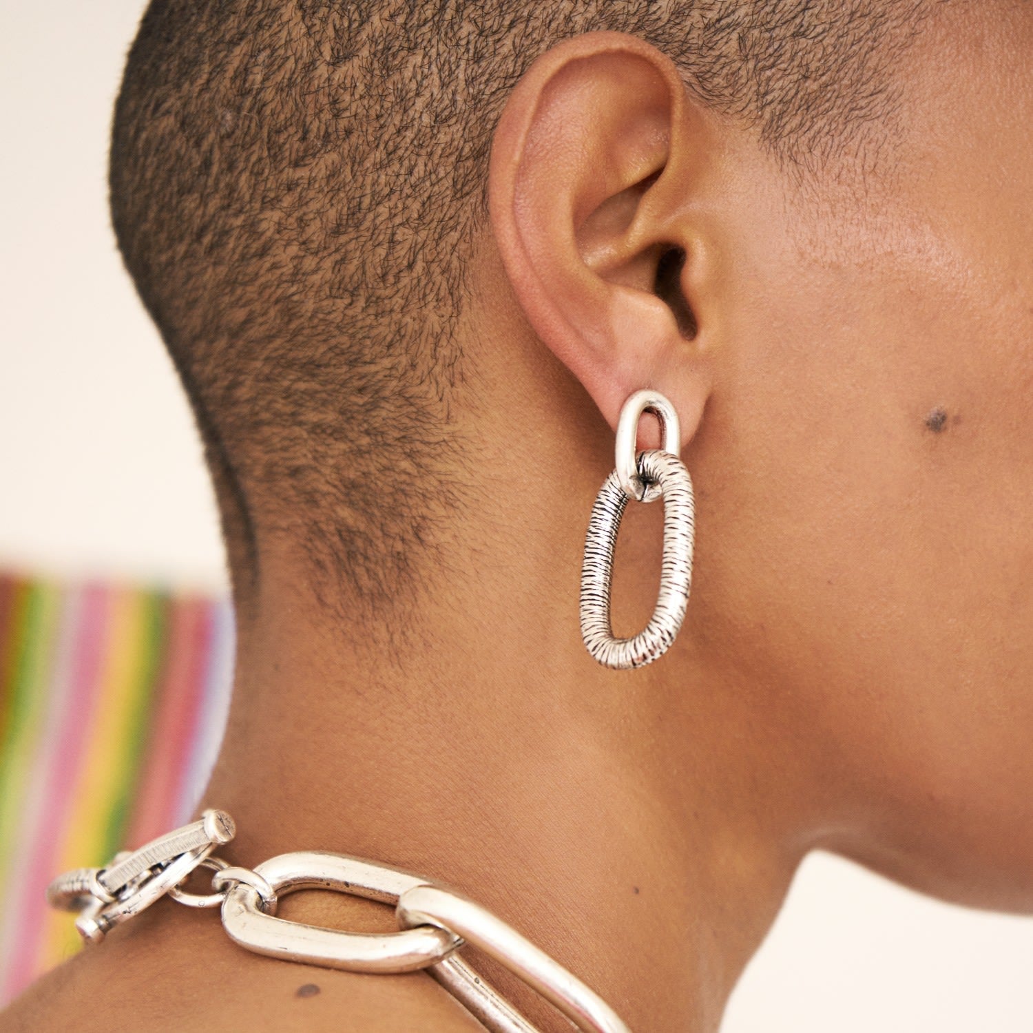 Bicycle Chunk Chain Link Earrings-Silver