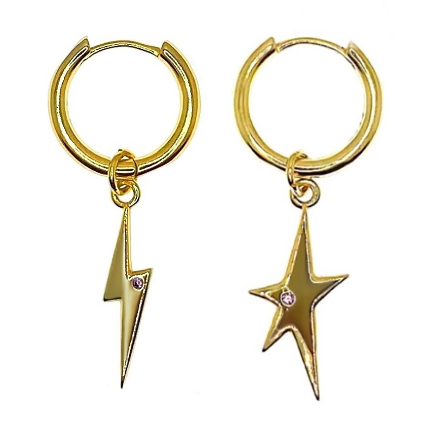 Gold Star Lightning Earrings