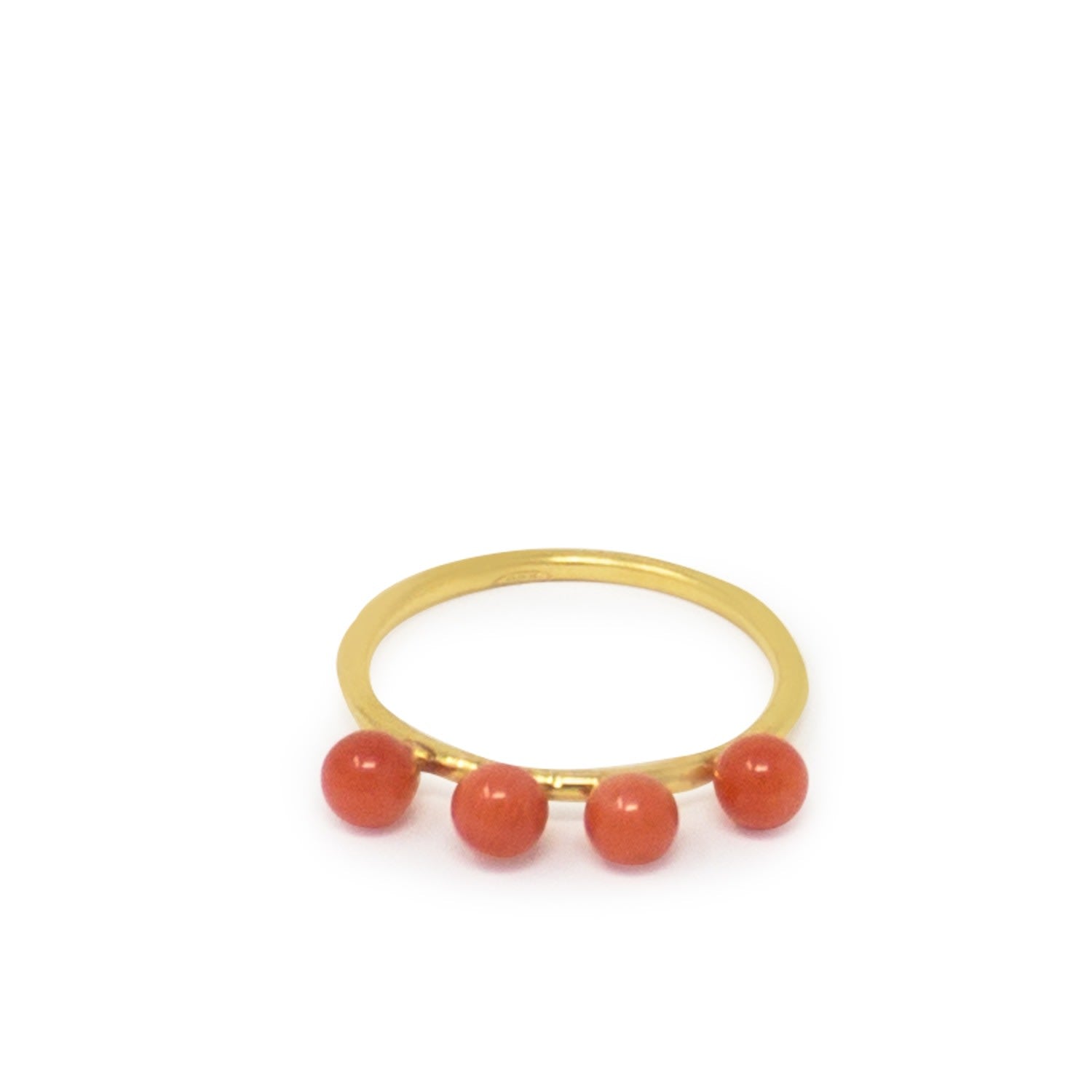 Coral Bead Stacking Ring
