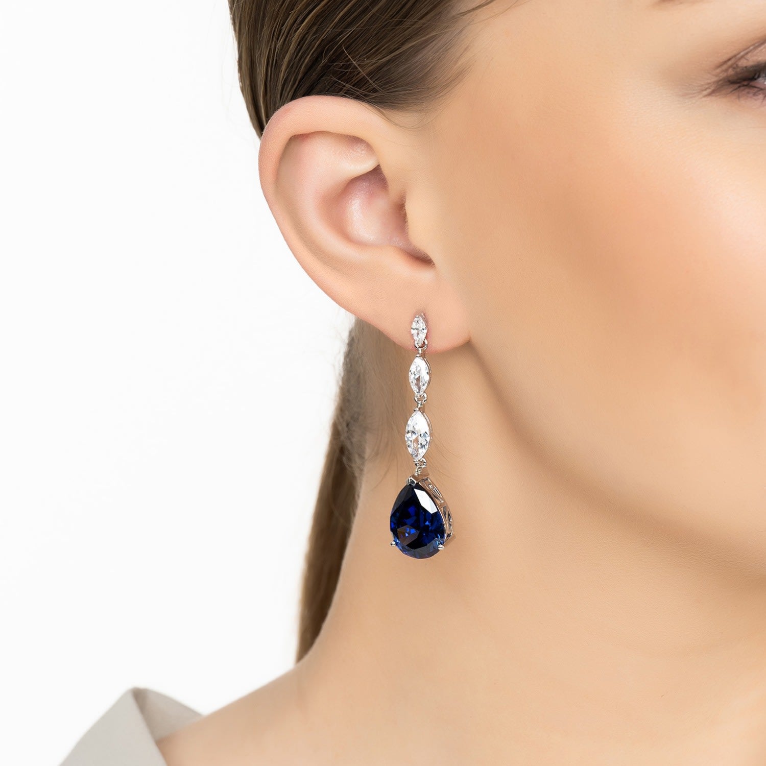 Zara Teardrop Tanzanite Gemstone Earrings Silver