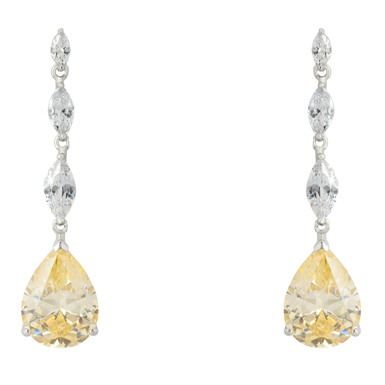 Zara Teardrop Yellow Topaz Gemstone Earrings Silver