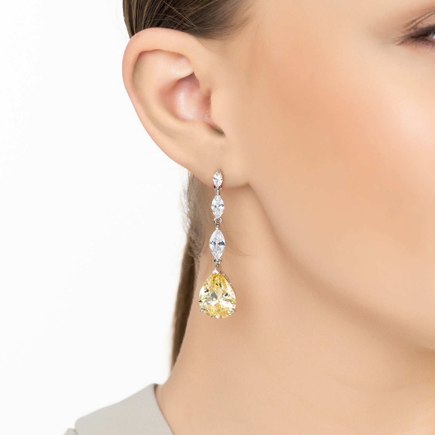 Zara Teardrop Yellow Topaz Gemstone Earrings Silver