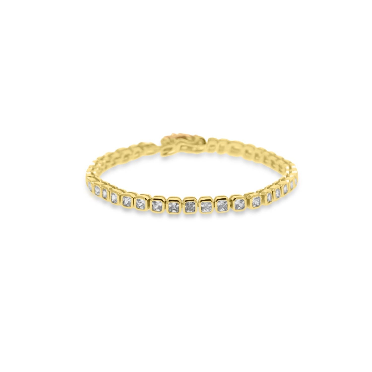Zara Tennis Square Zirconia Stone Chain Bracelet - Gold