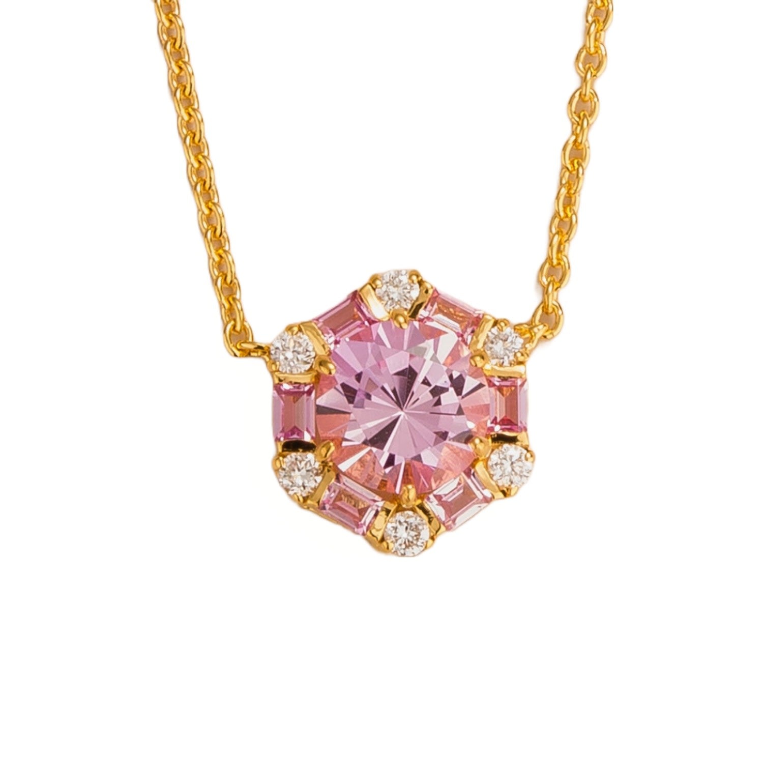 Melba Gold Necklace With Pink Sapphire And Diamond