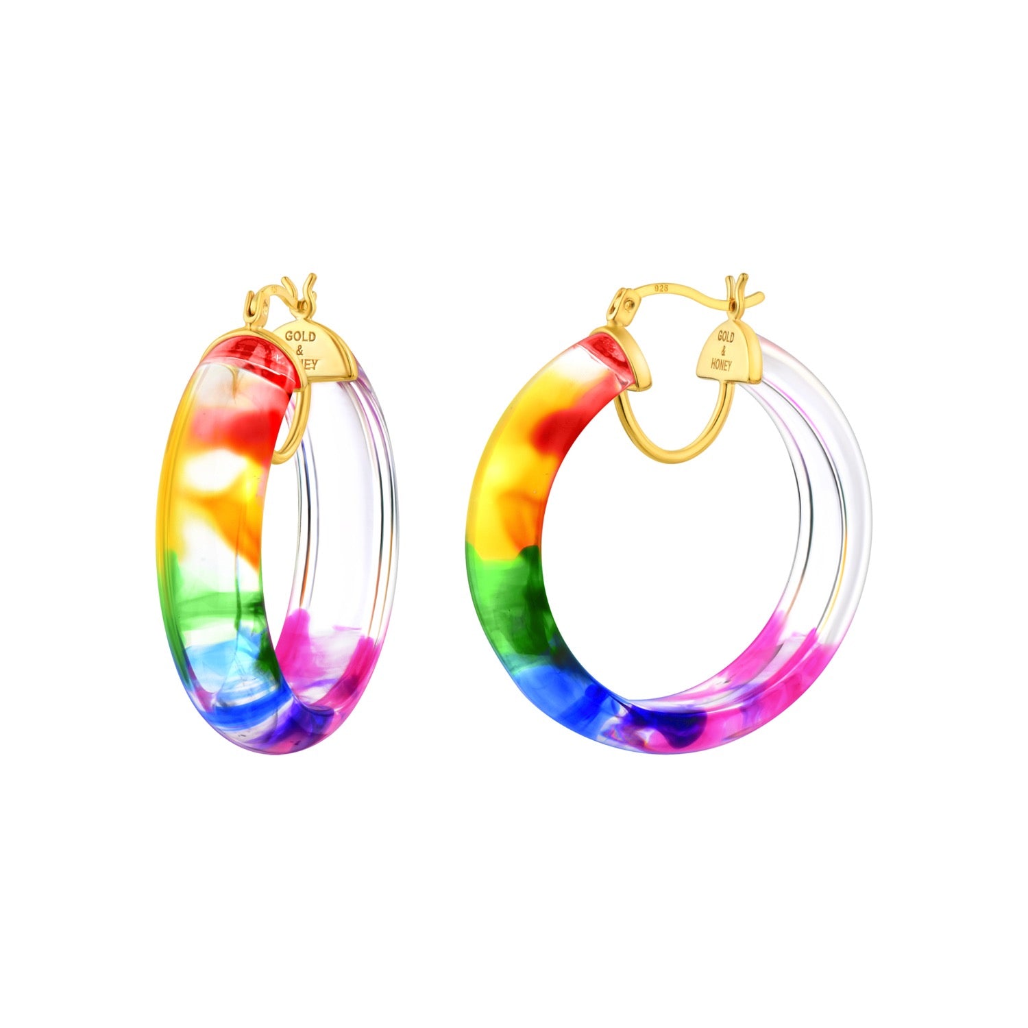 Rainbow Tie Dye Small Hoop Earrings