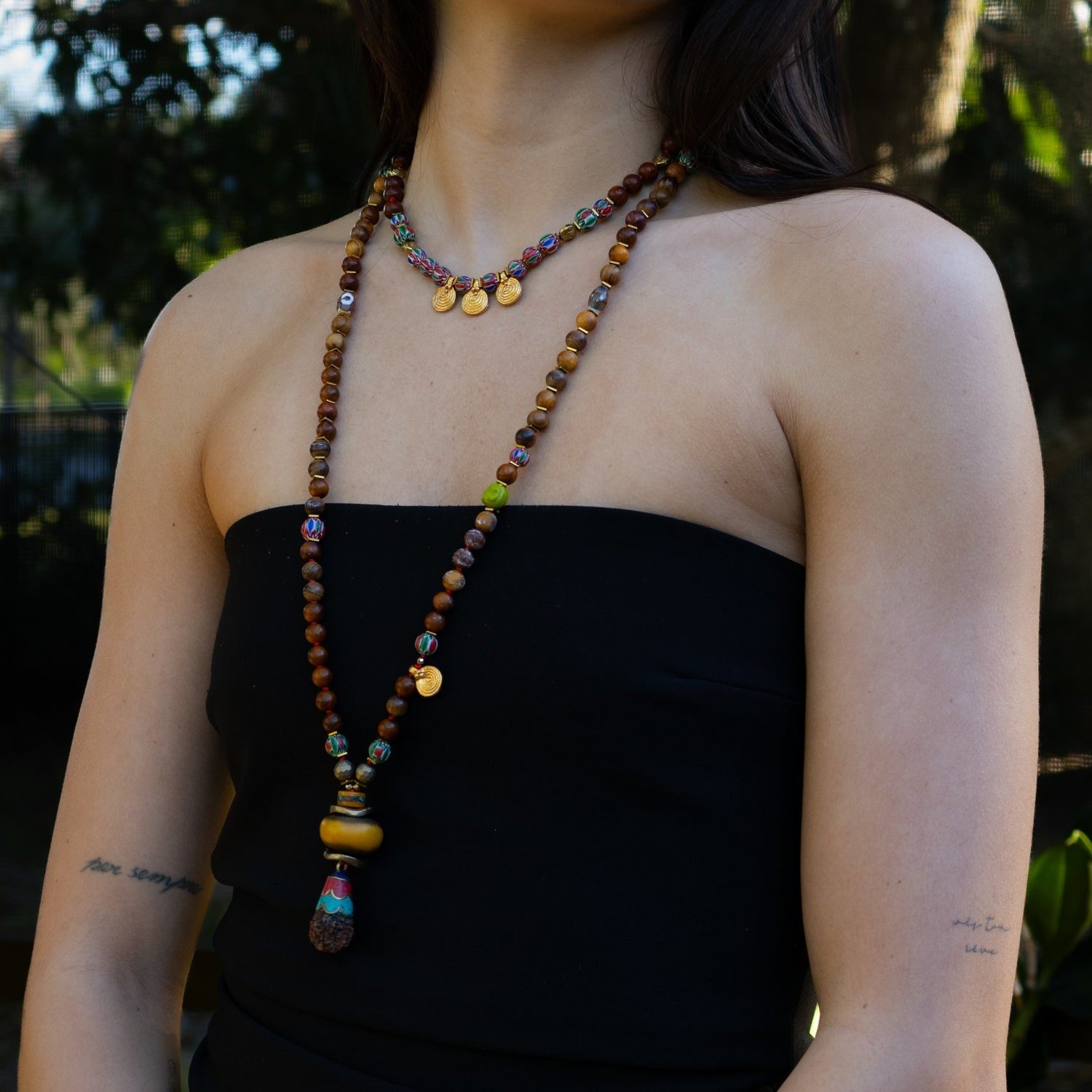 Zen Harmony Meditation Beaded Necklace - Brown -