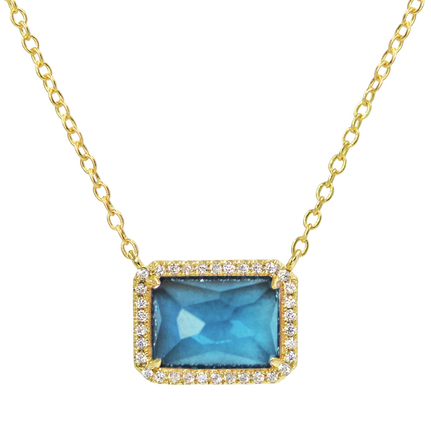 Atiena London Blue Topaz Necklace In Gold