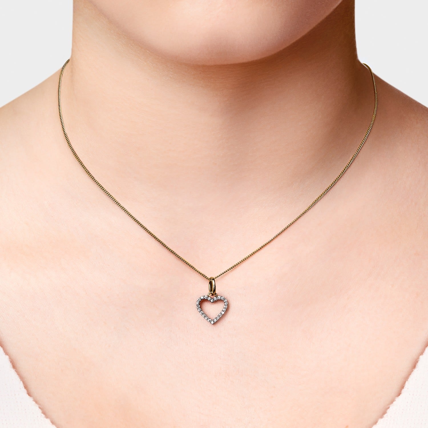 Diamond Studded My Heart Pendant Yellow Gold