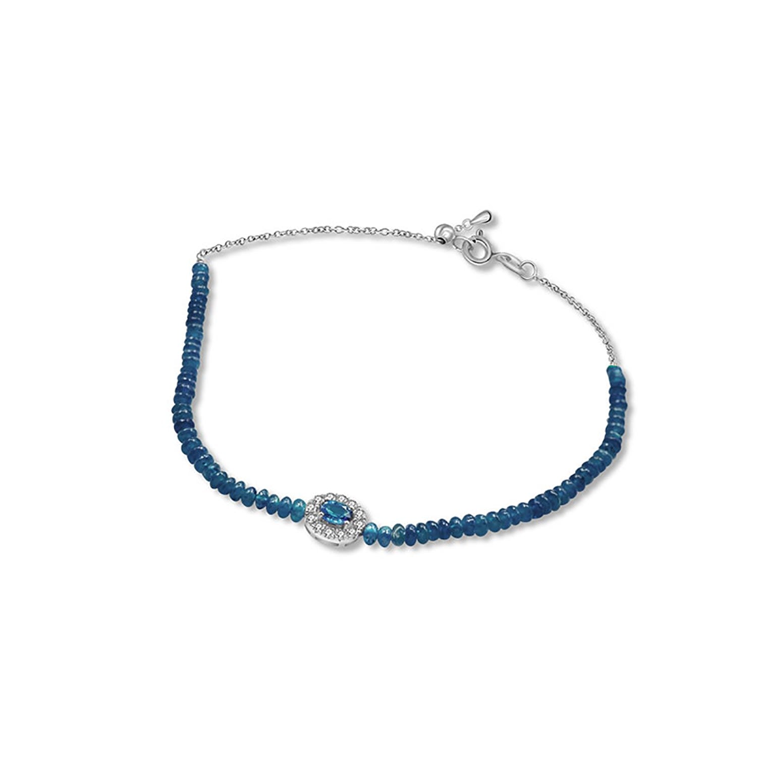 18K White Gold Sapphire Bead Bracelet