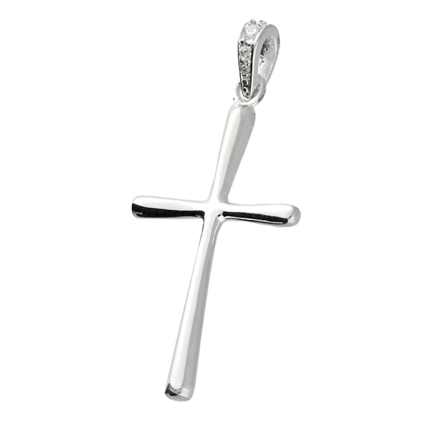 Silver Cross With Cubic Zirconia Bale