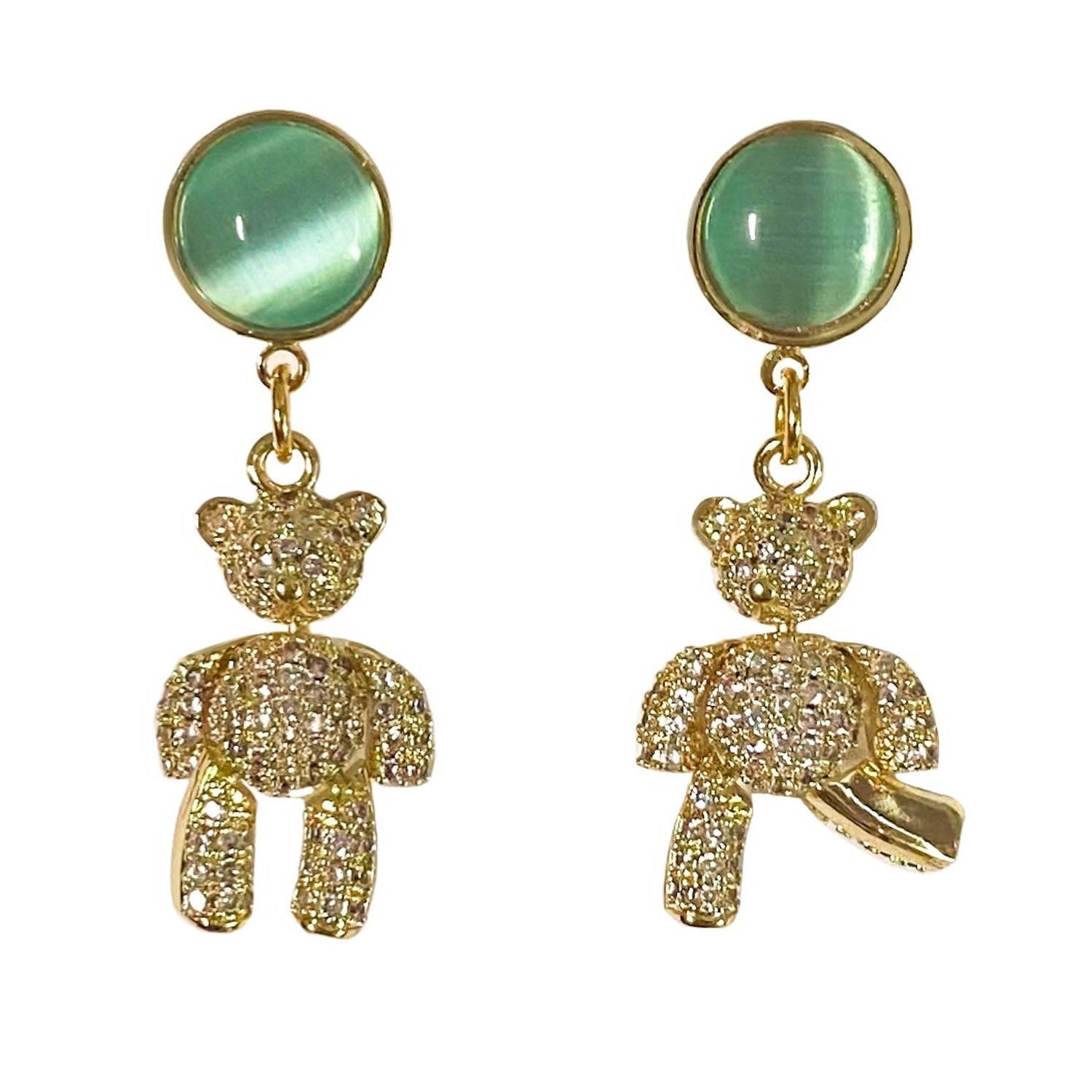 Opal Bear Stud Earrings