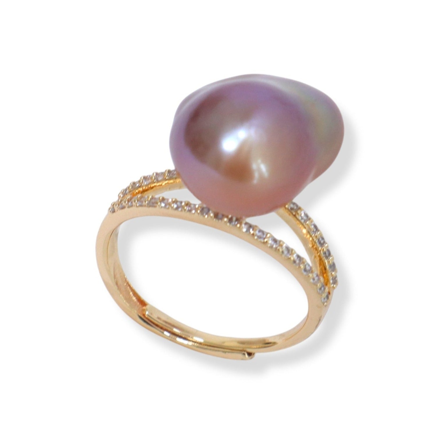 Zircon Purple Baroque Pearl Ring