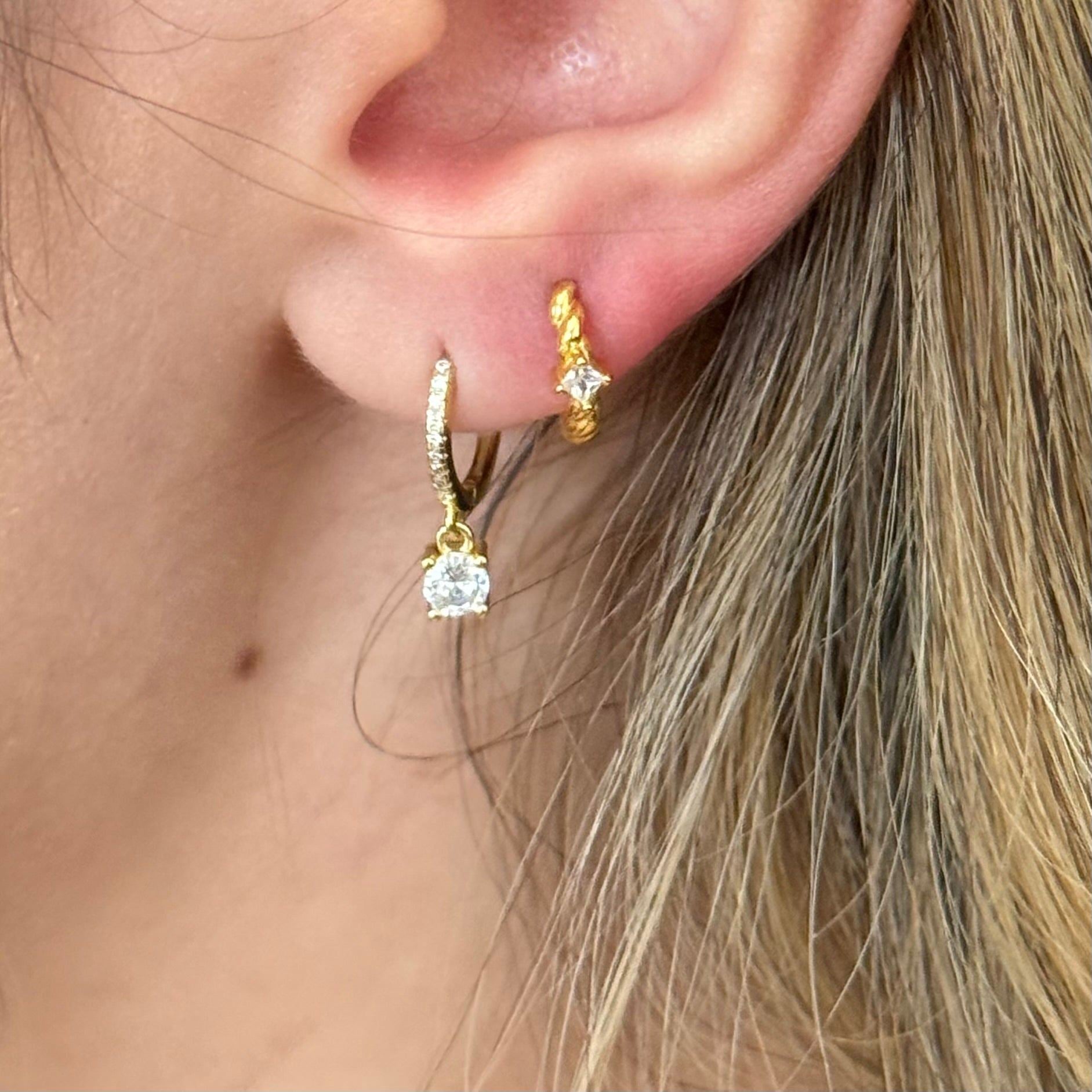 Zirconia Twist Huggie Earrings