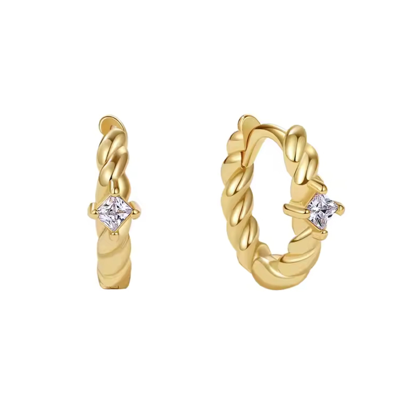 Zirconia Twist Huggie Earrings