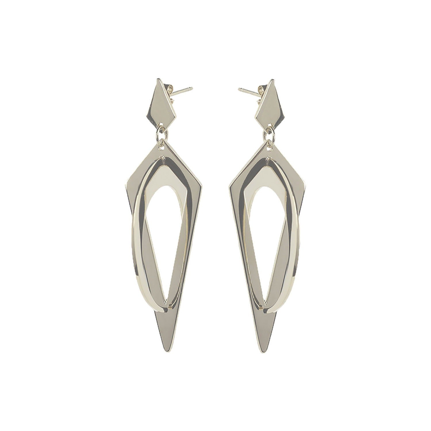 Crescent Hoop Earrings - Silver