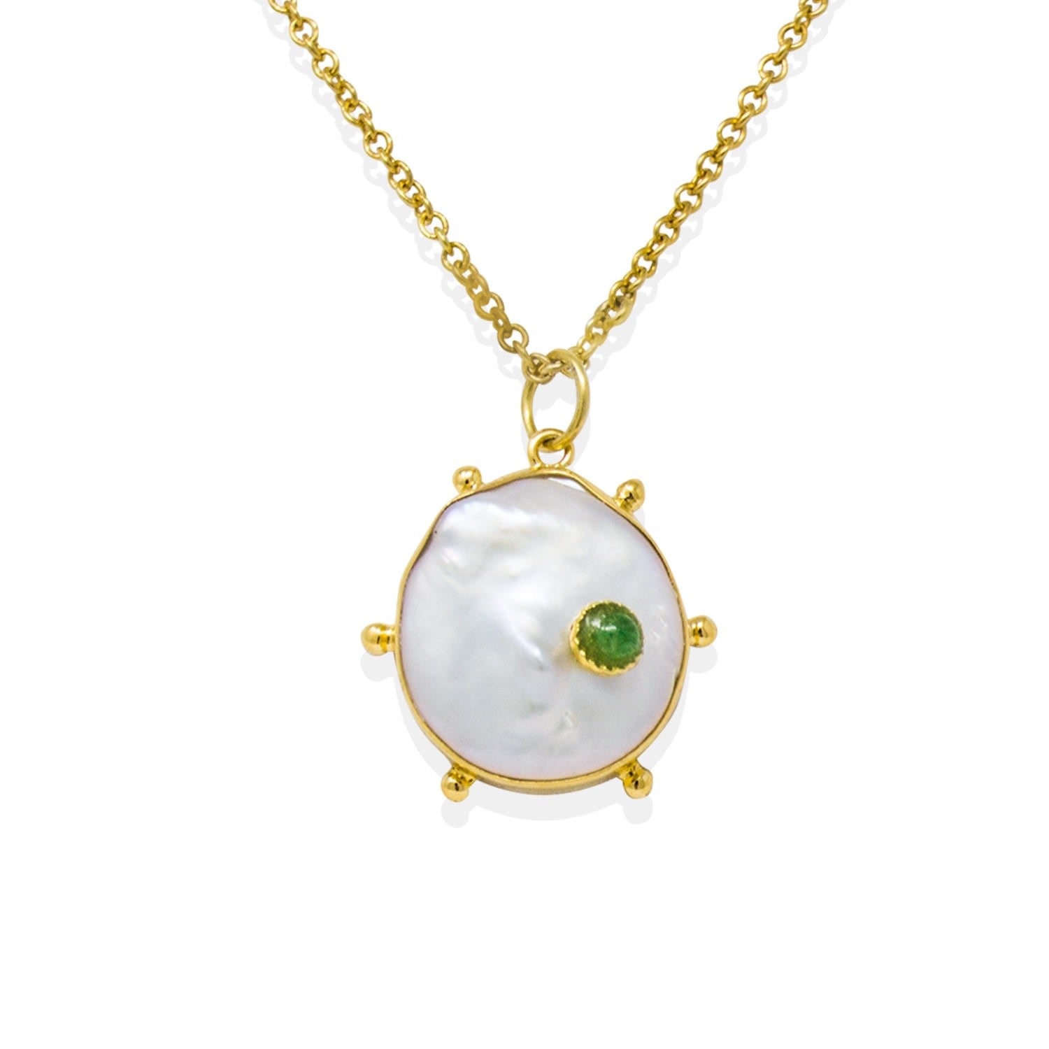 Rebel Rebel Pearl Necklace With Emerald