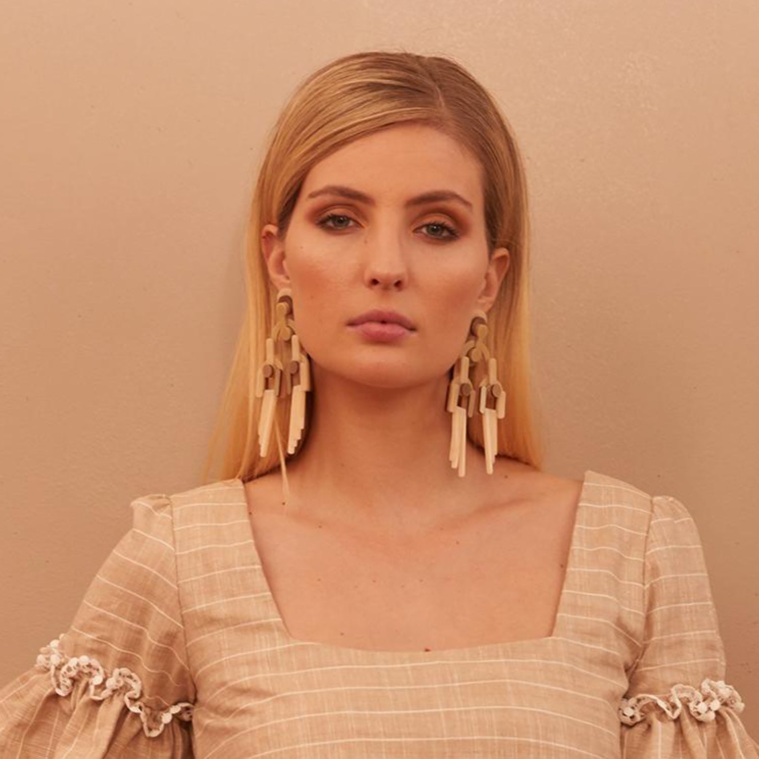 Handmade Acrylic Earring Cladogram / Cream