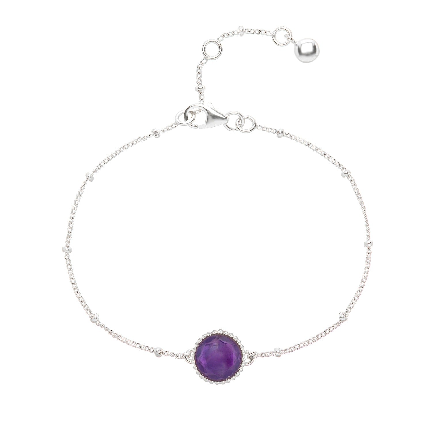 Barcelona Silver February Birthstone Bracelet Amethyst
