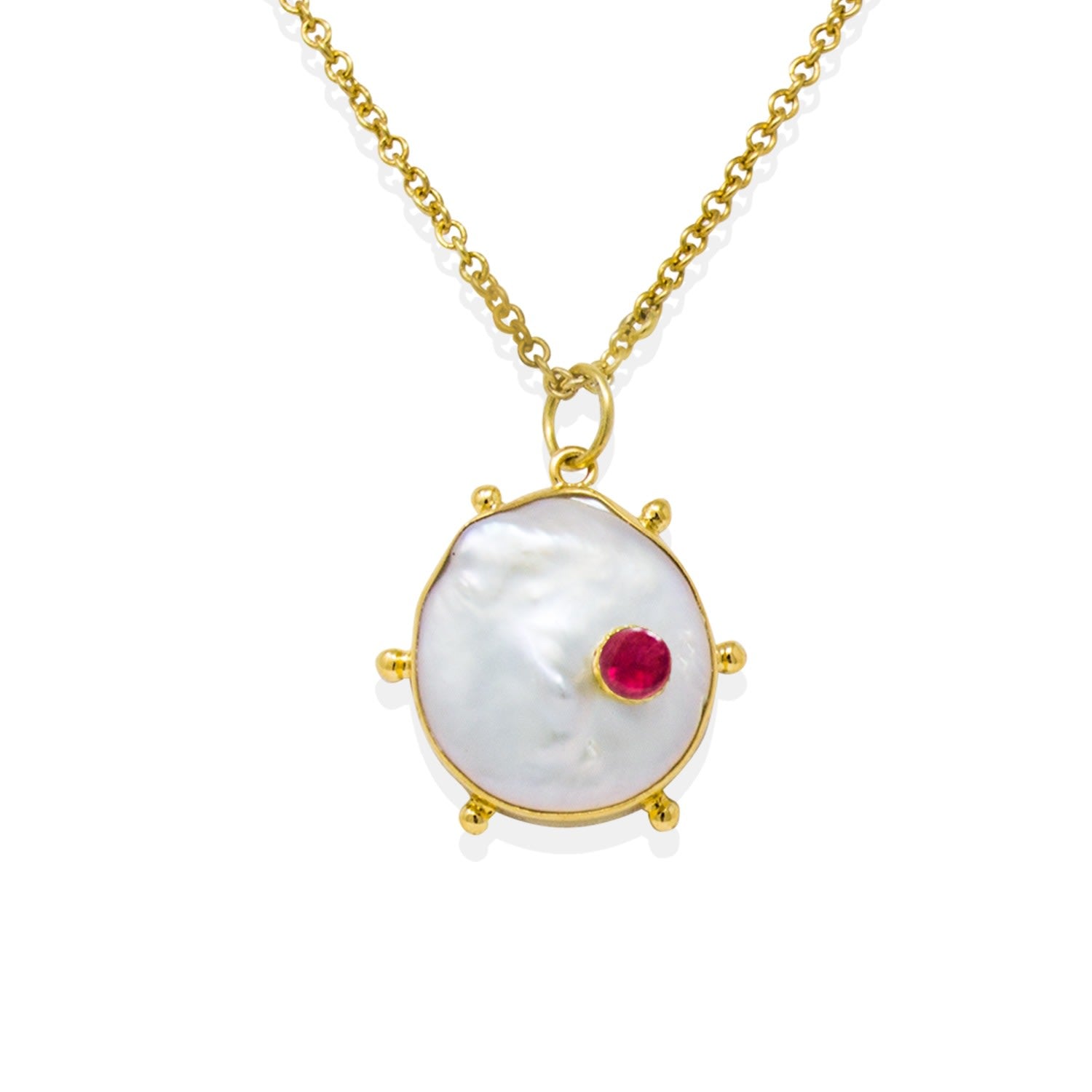 Rebel Rebel Pearl Necklace With Ruby