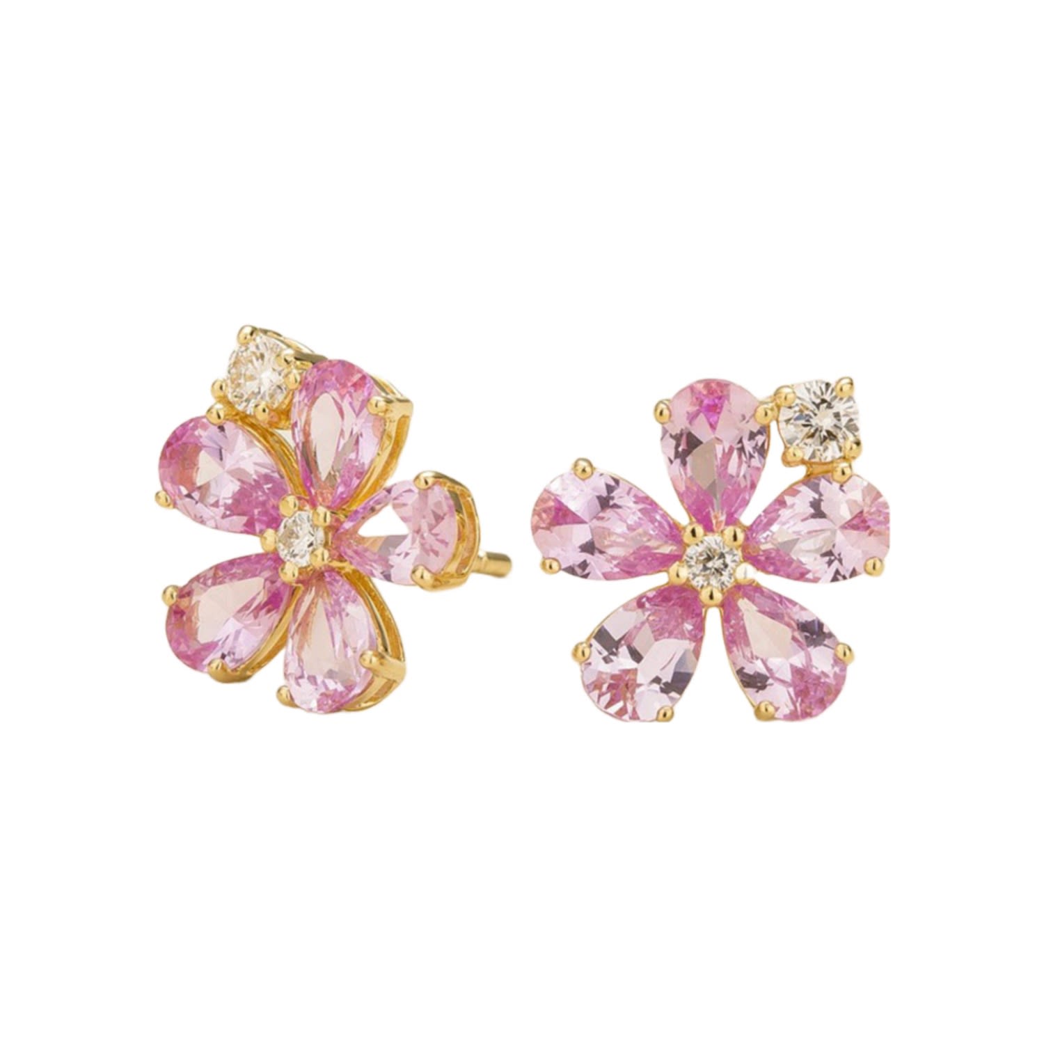 Florea Gold Earrings In Pink Sapphire & Diamond