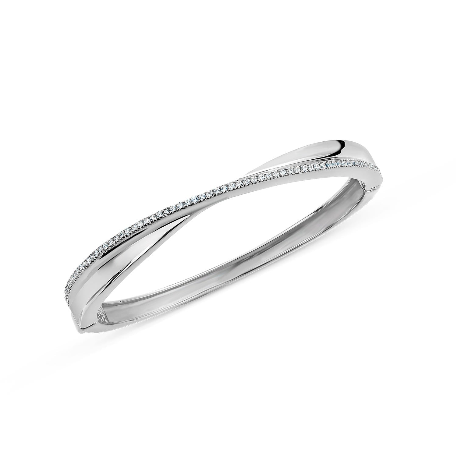 Light Bangle With Man Made White Cz Diamond Stimulant In Sterling Silver