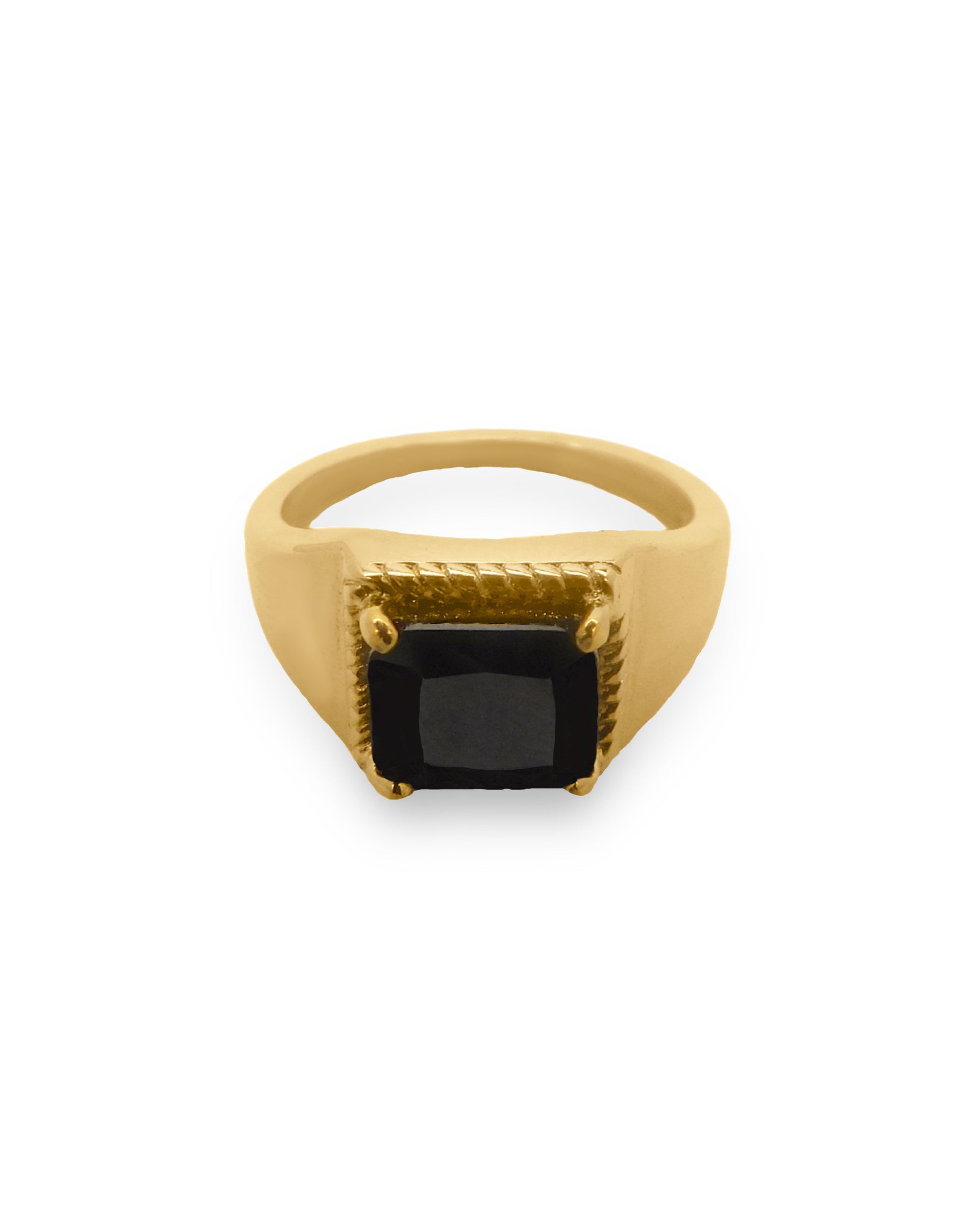 Zephyr Square Black Stone Ring