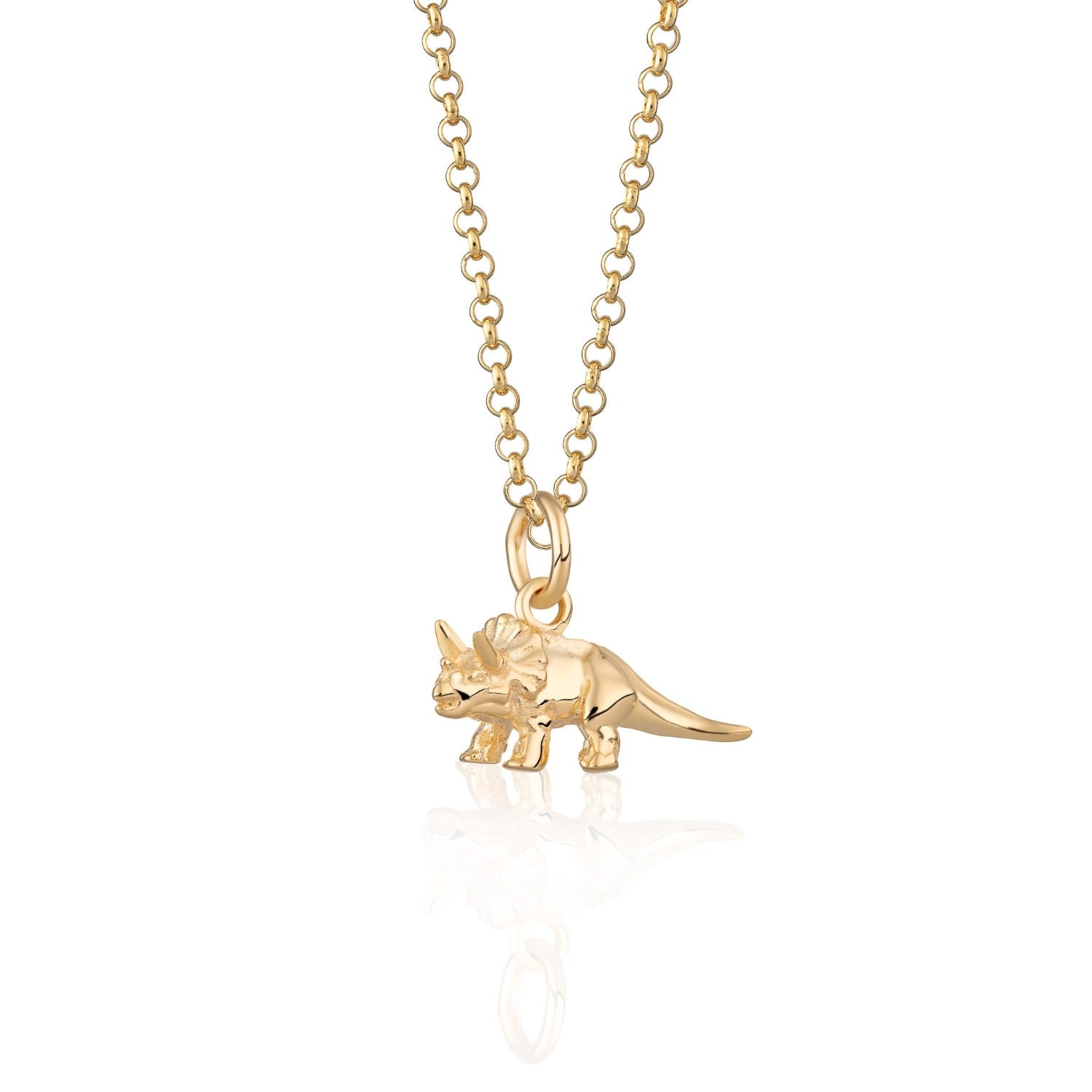 Gold Triceratops Dinosaur Charm Necklace