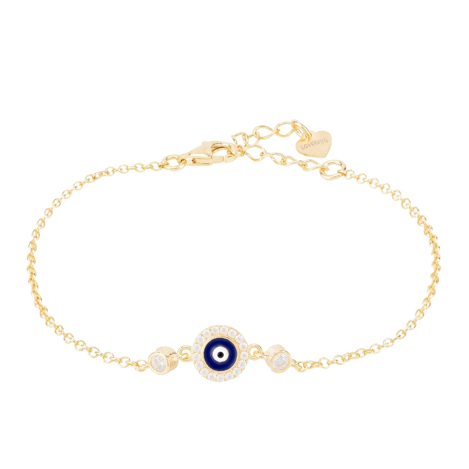 Evil Eye Enamel Dark Blue Bracelet Gold