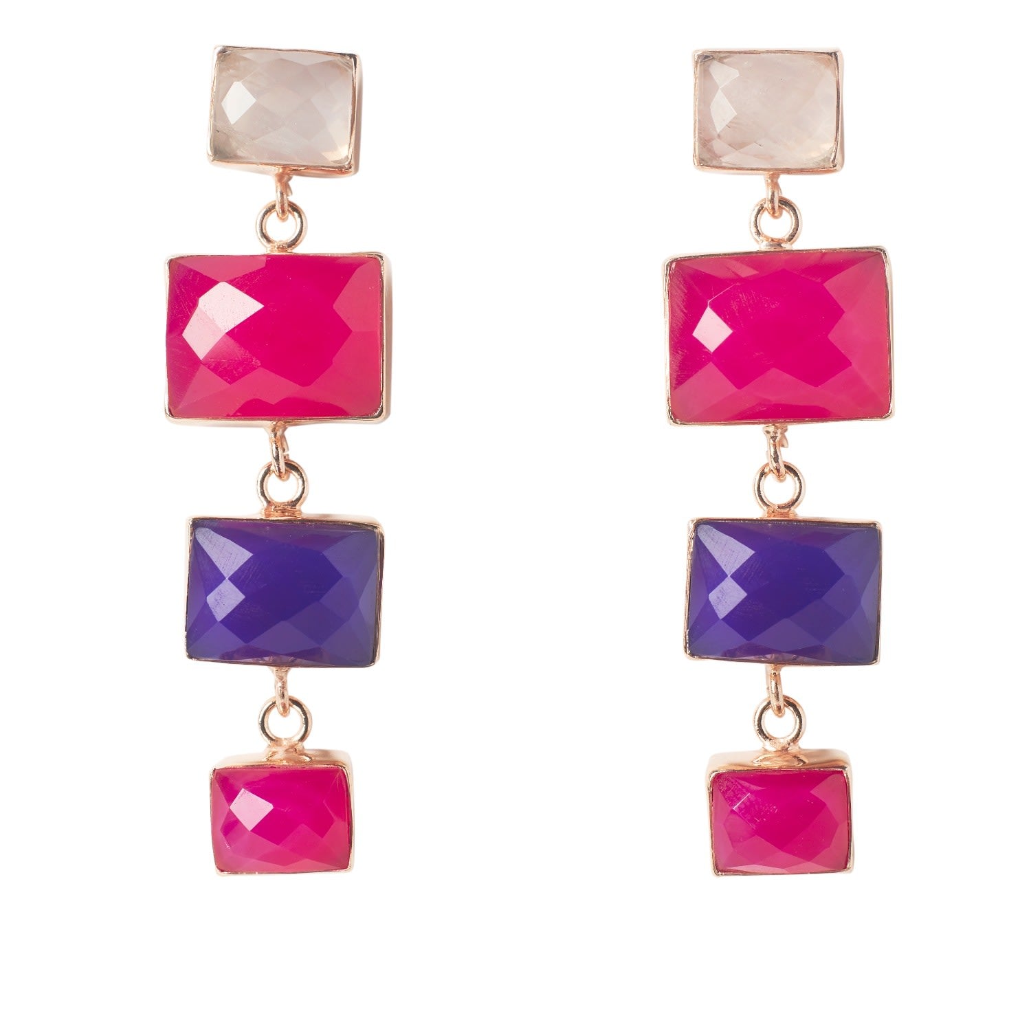 Tropical Jewel Rose Gold Vermeil Statement Earrings