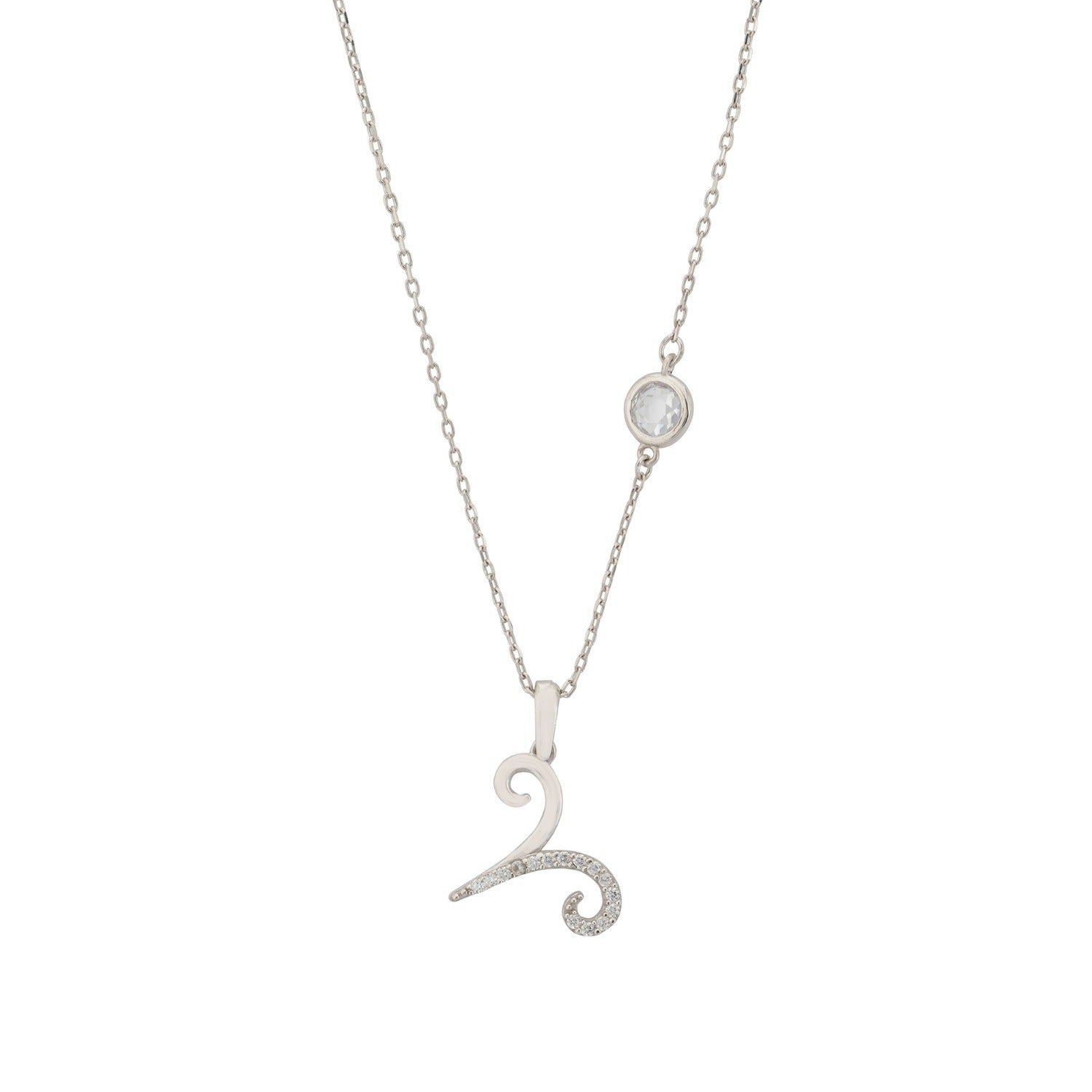 Zodiac Birthstone Aries Necklace Cubic Zirconia Silver