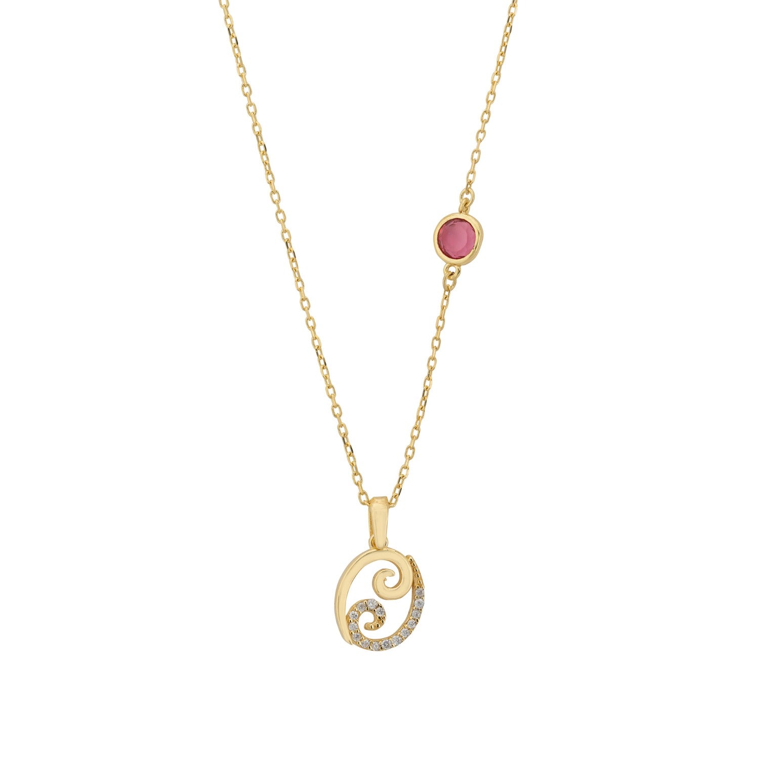 Zodiac Birthstone Cancer Necklace Ruby Gold