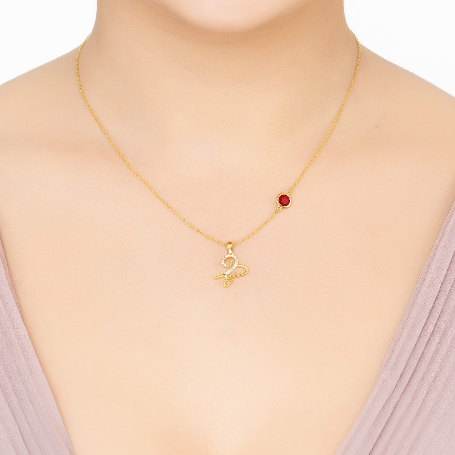 Zodiac Birthstone Capricorn Necklace Garnet Gold