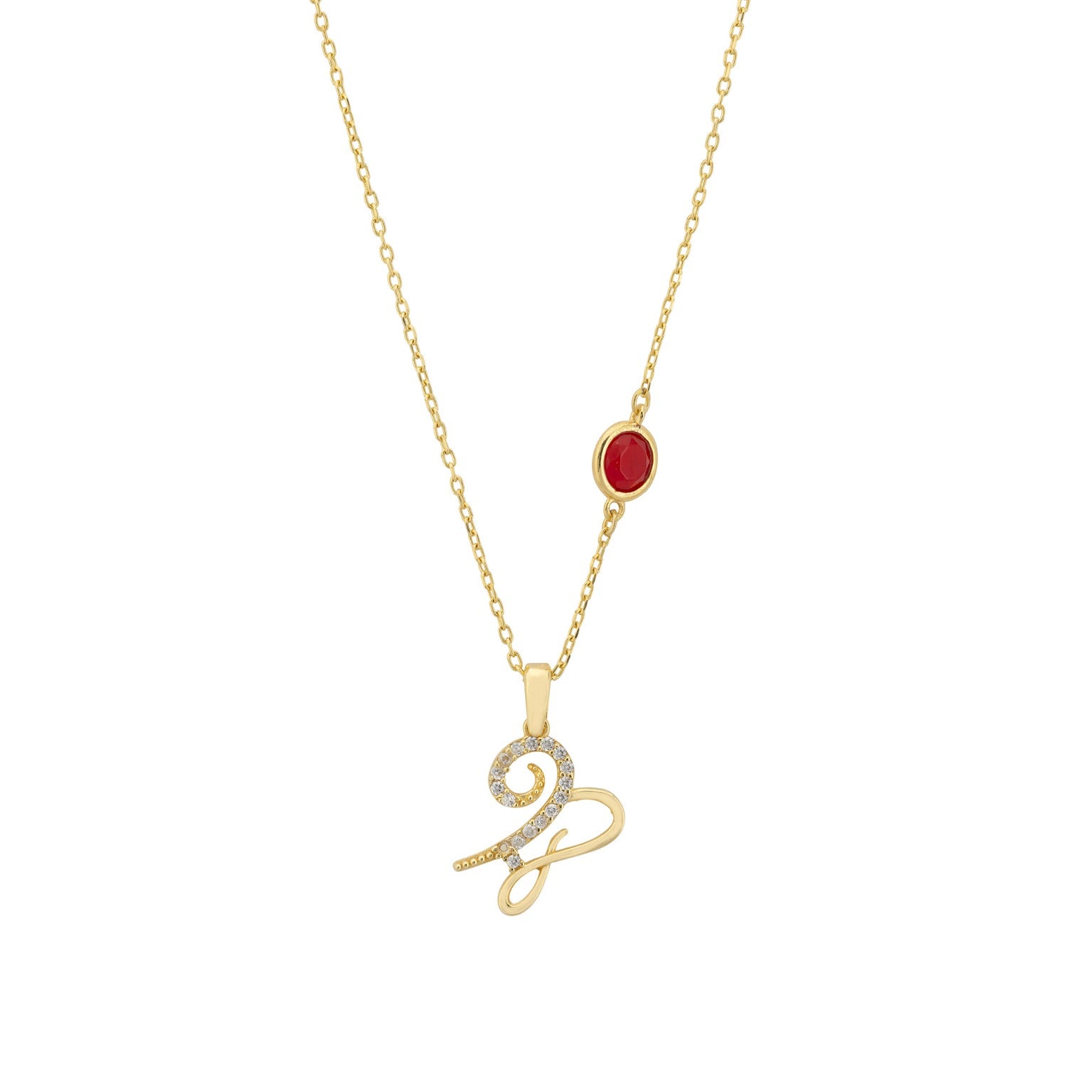 Zodiac Birthstone Capricorn Necklace Garnet Gold