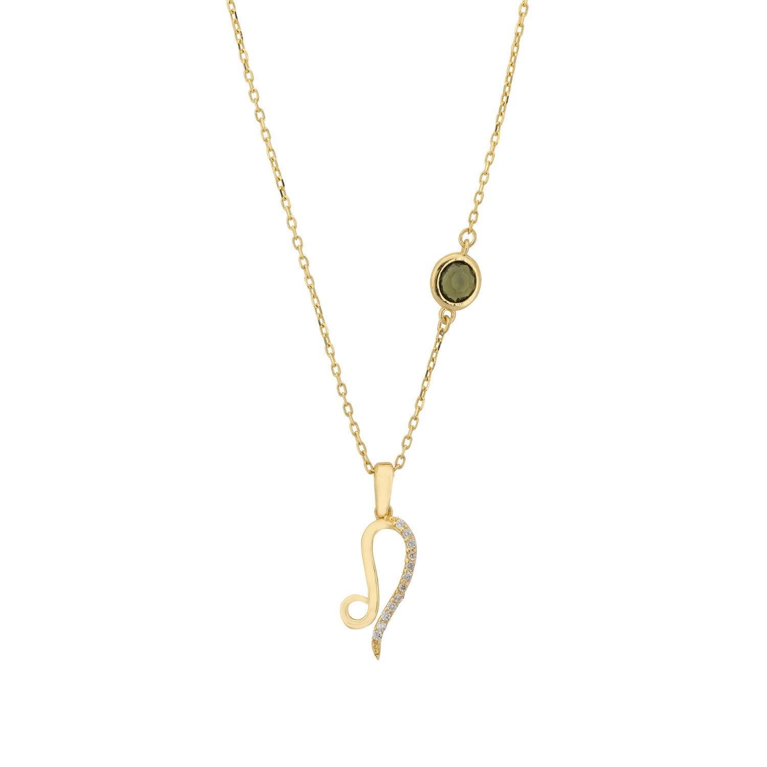 Zodiac Birthstone Leo Necklace Peridot Gold