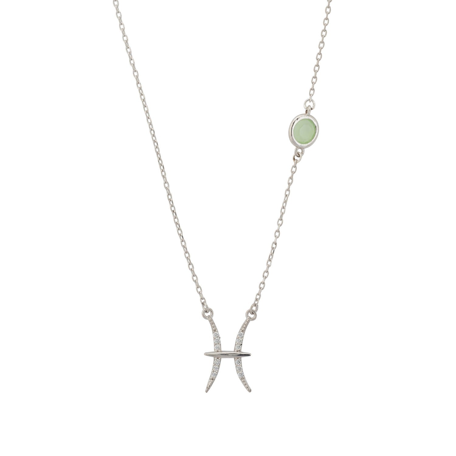 Zodiac Birthstone Pisces Necklace Aqua Chalcedony Silver