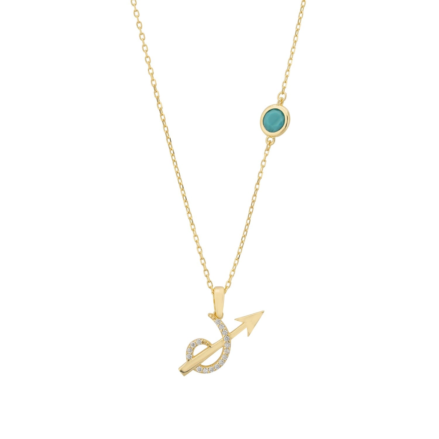 Zodiac Birthstone Sagittarius Necklace Turquoise Gold