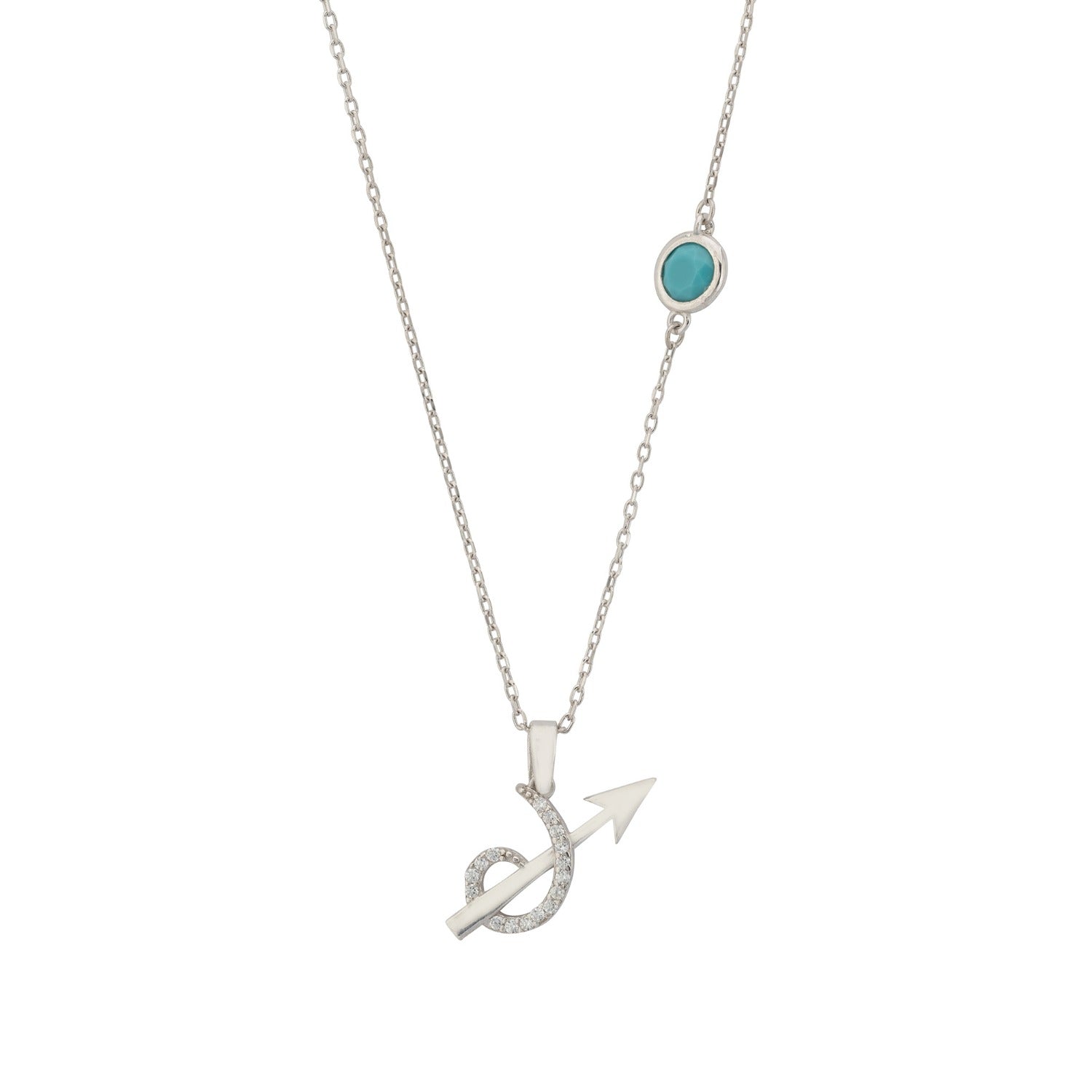 Zodiac Birthstone Sagittarius Necklace Turquoise Silver