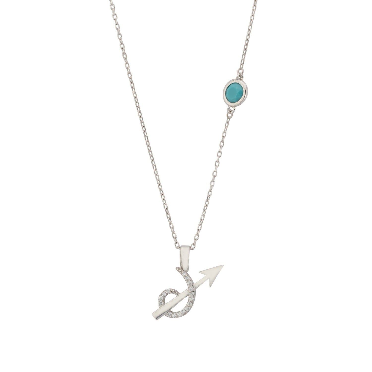 Zodiac Birthstone Sagittarius Necklace Turquoise Silver