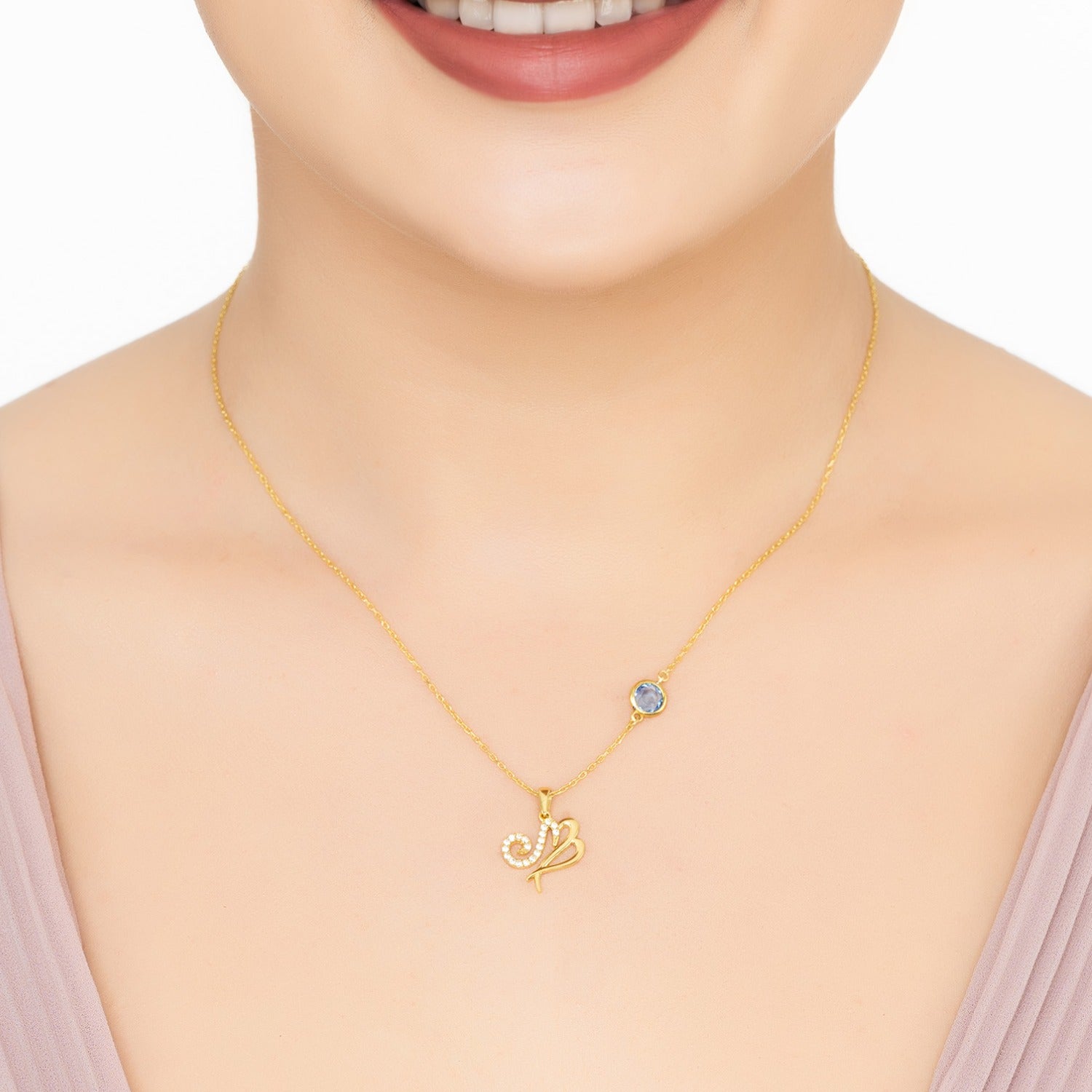 Zodiac Birthstone Virgo Necklace Sapphire Gold