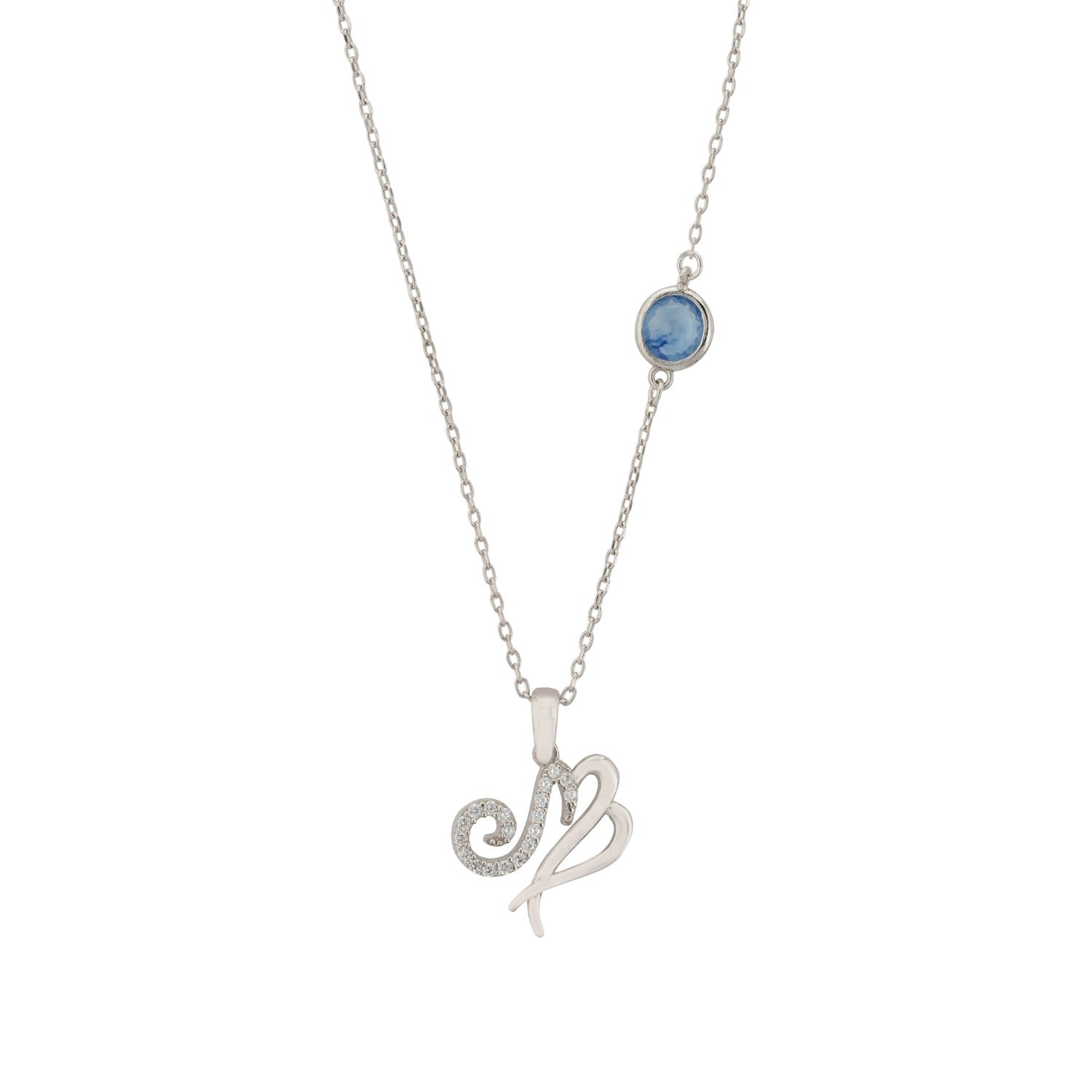 Zodiac Birthstone Virgo Necklace Sapphire Silver