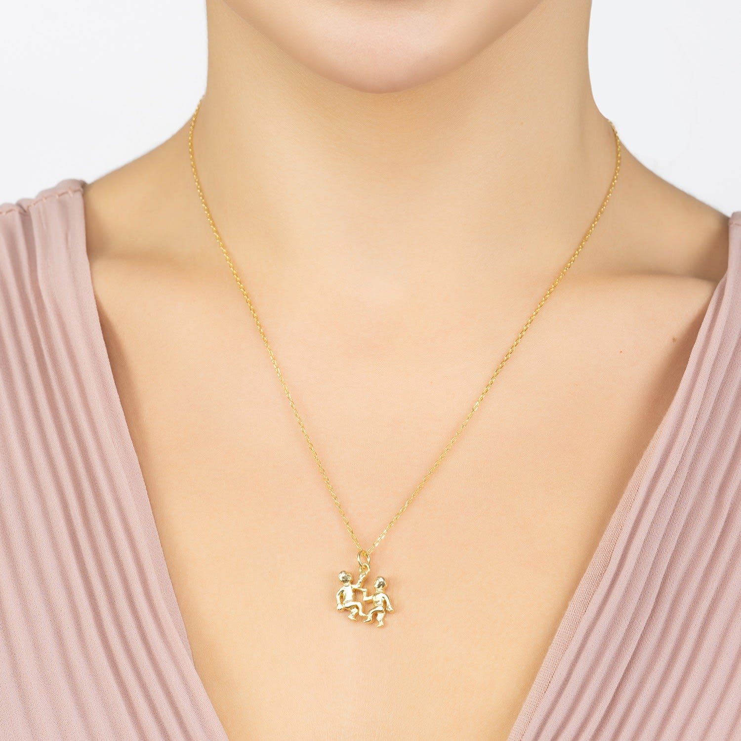 Zodiac Star Sign Necklace Gold Gemini