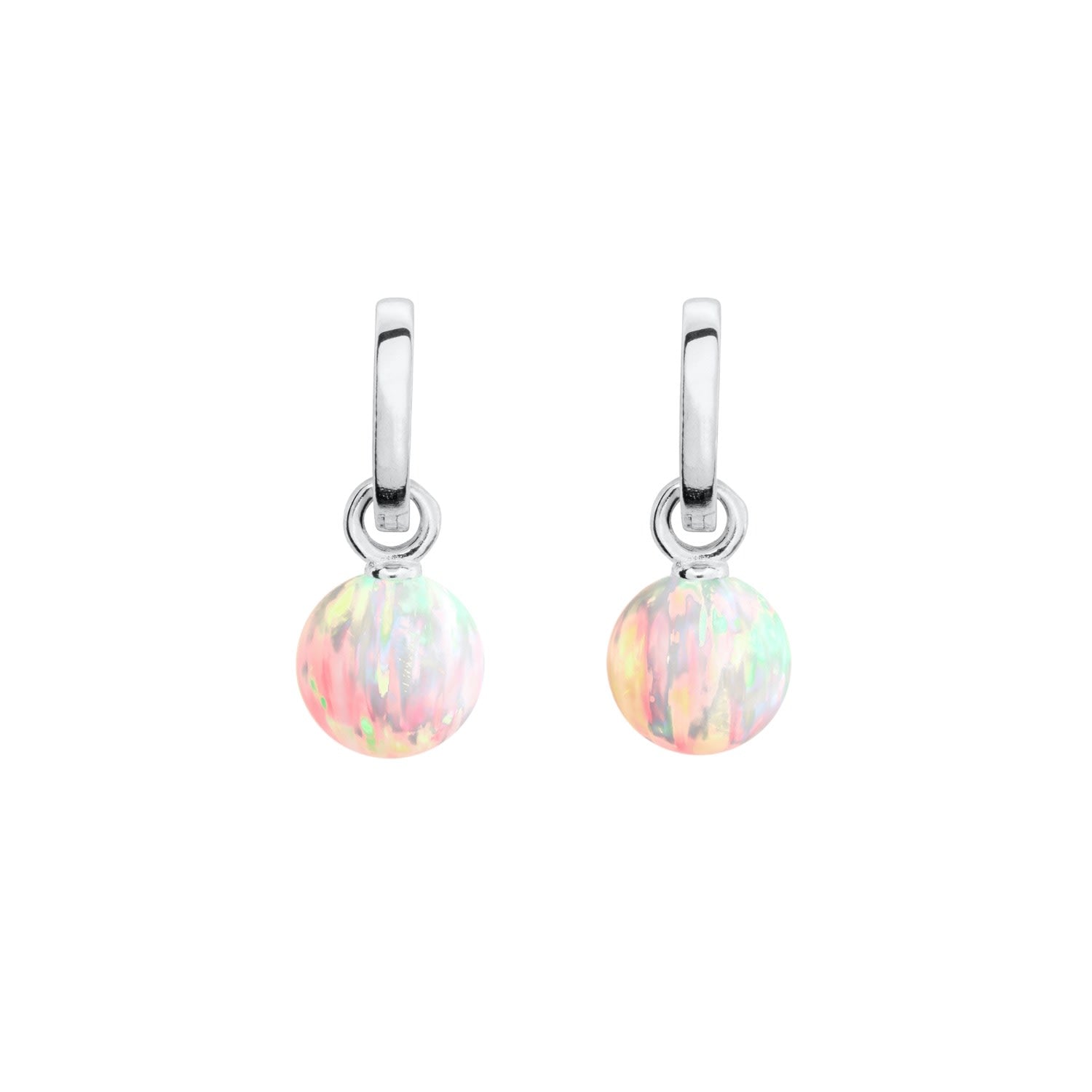 Sun Opal Hoop Earrings - Silver