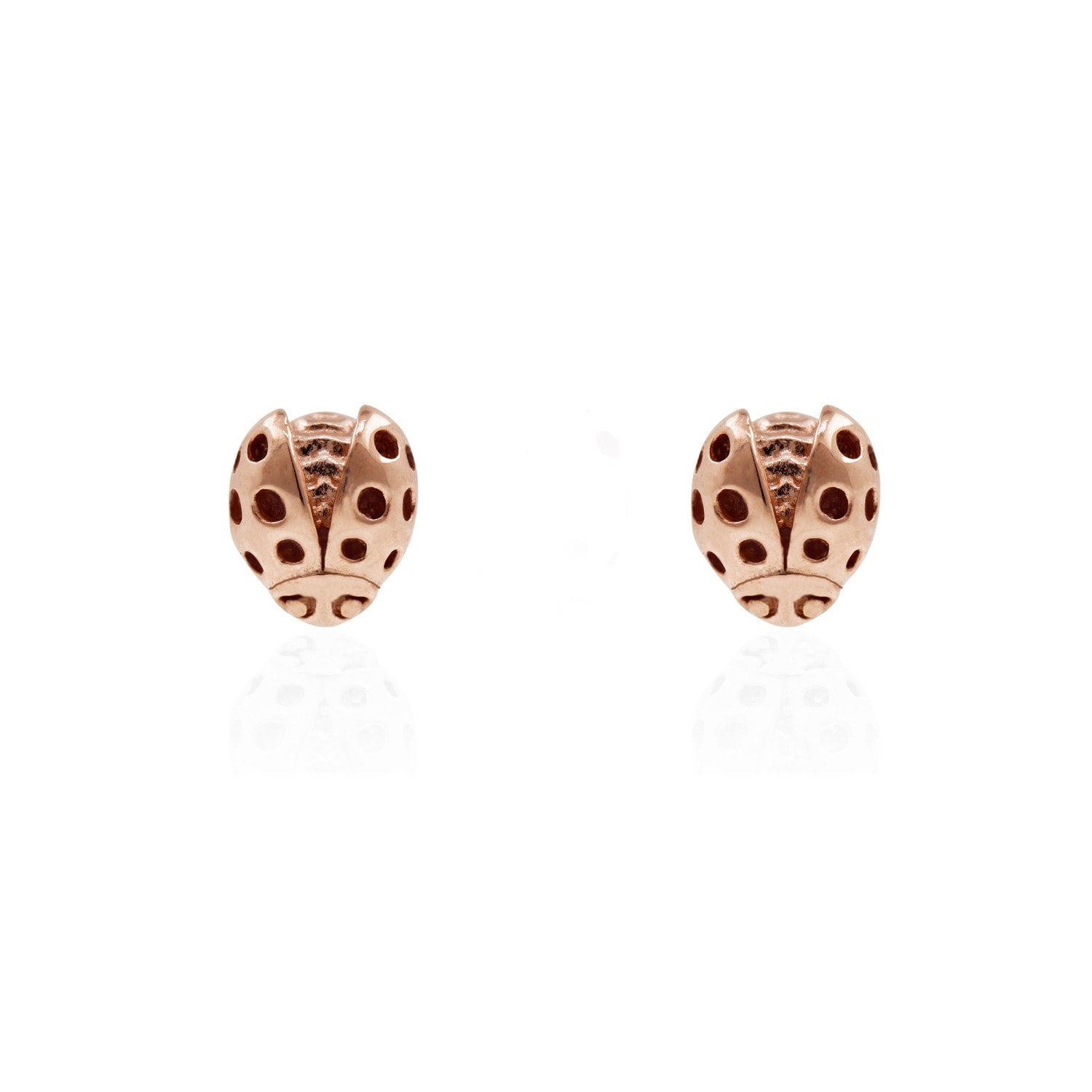Ladybird Earrings - Rose Gold - Wings Open